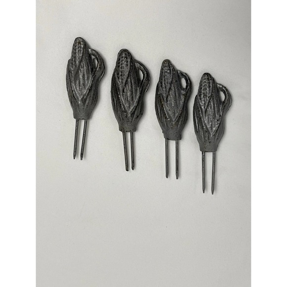 LOT OF 4 Vintage ‎ Pewter Corn Cob Holder / Pick  3 Inch Metal Farmhouse Cottage - Picture 2 of 6